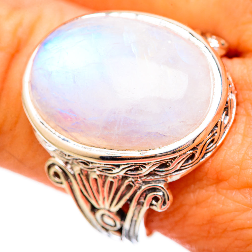 Rainbow Moonstone Rings handcrafted by Ana Silver Co - RING115672