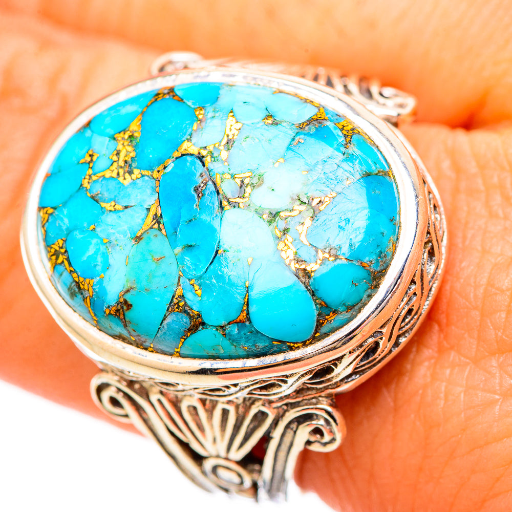 Blue Copper Composite Turquoise Rings handcrafted by Ana Silver Co - RING115677