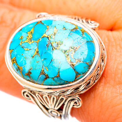 Blue Copper Composite Turquoise Rings handcrafted by Ana Silver Co - RING115677