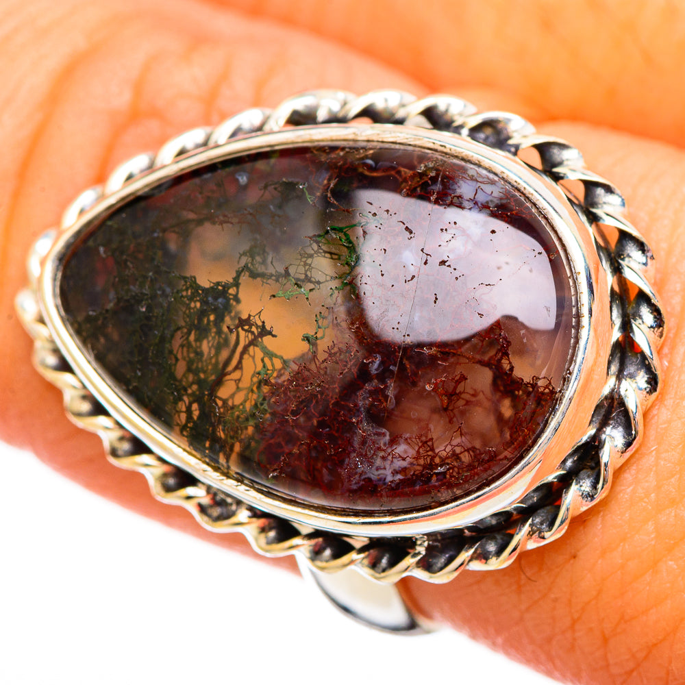 Green Moss Agate Rings handcrafted by Ana Silver Co - RING115693