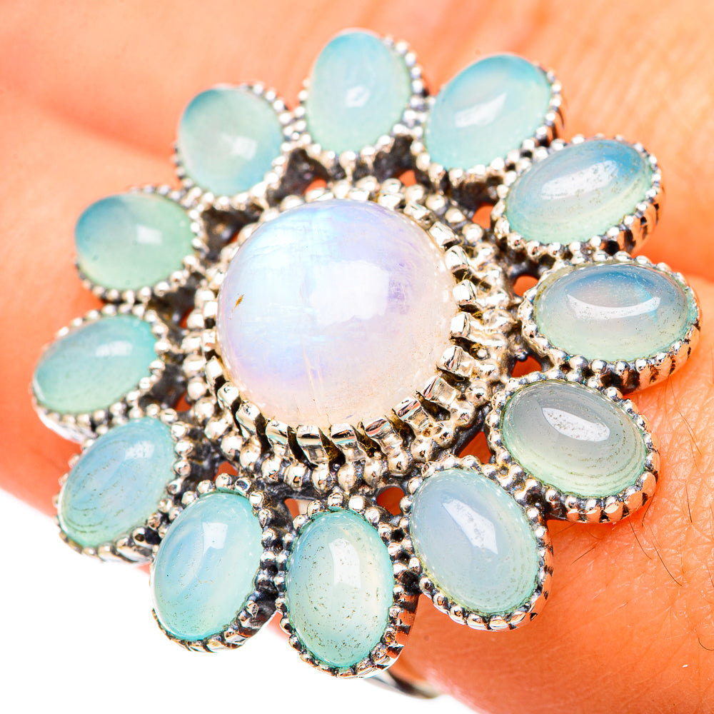 Rainbow Moonstone Rings handcrafted by Ana Silver Co - RING115703