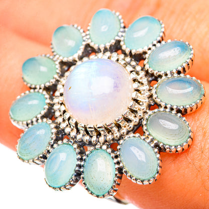 Rainbow Moonstone Rings handcrafted by Ana Silver Co - RING115703