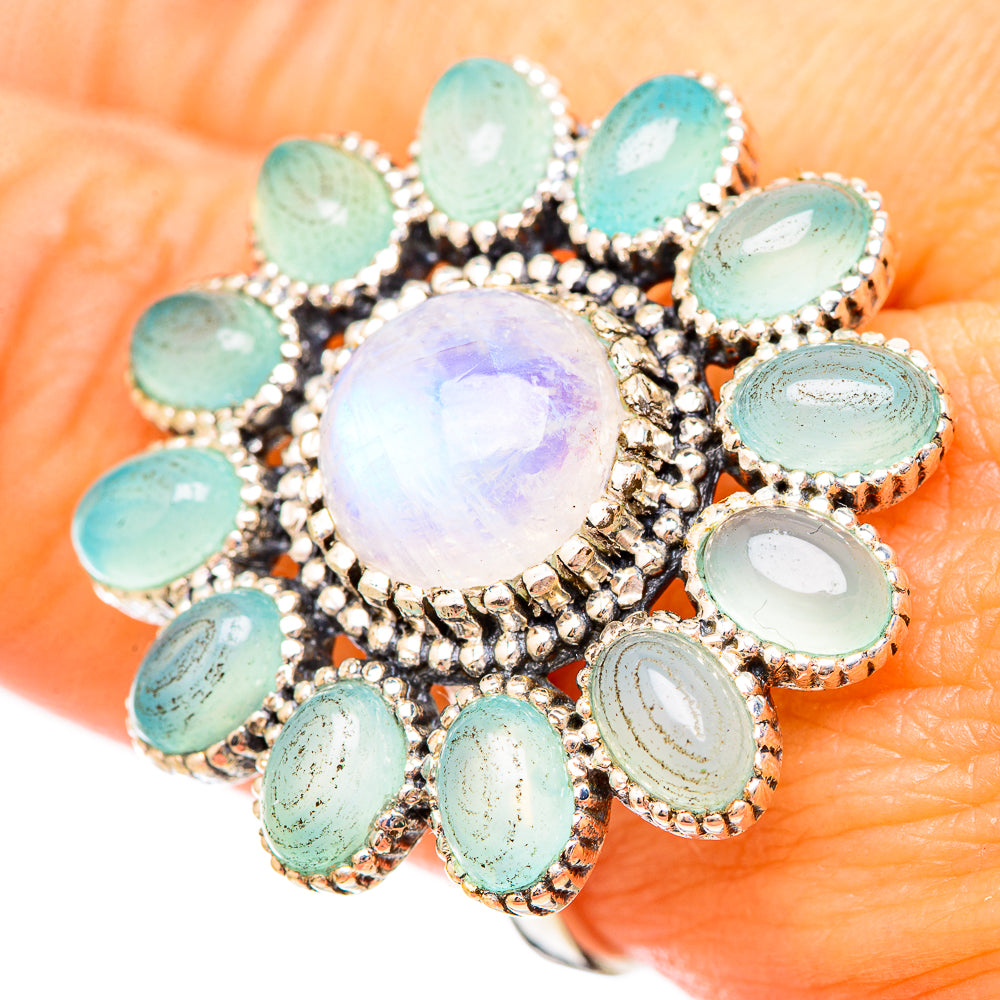 Rainbow Moonstone Rings handcrafted by Ana Silver Co - RING115772