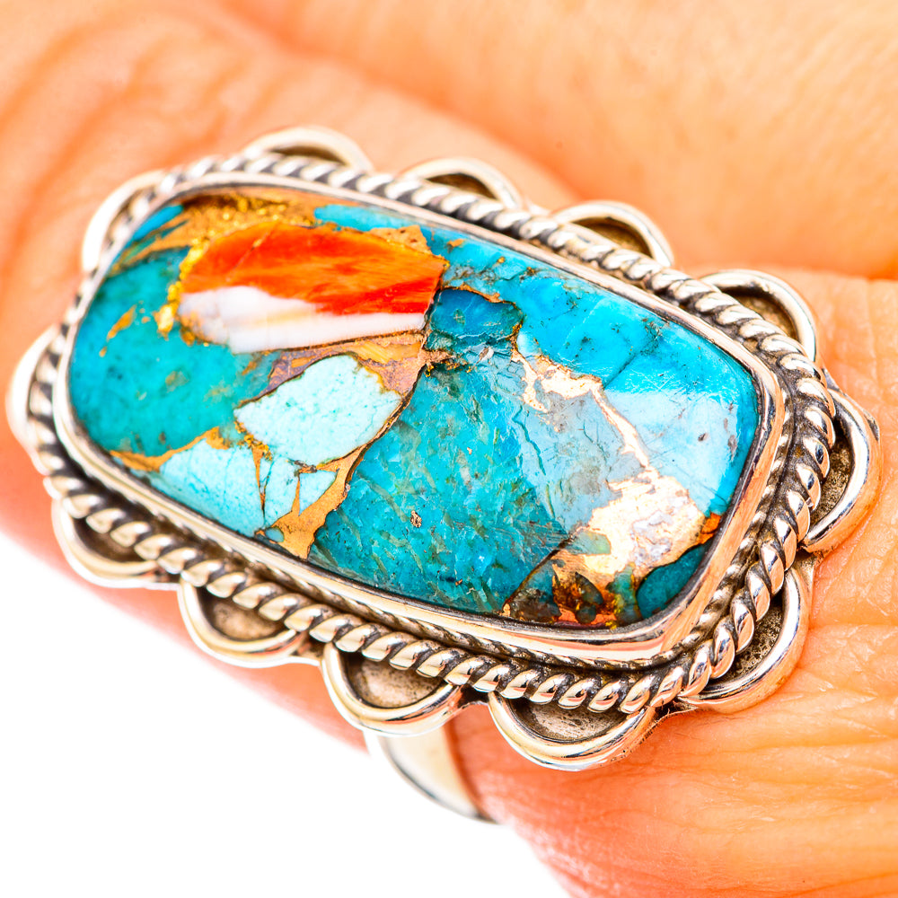 Spiny Oyster Turquoise Rings handcrafted by Ana Silver Co - RING115816
