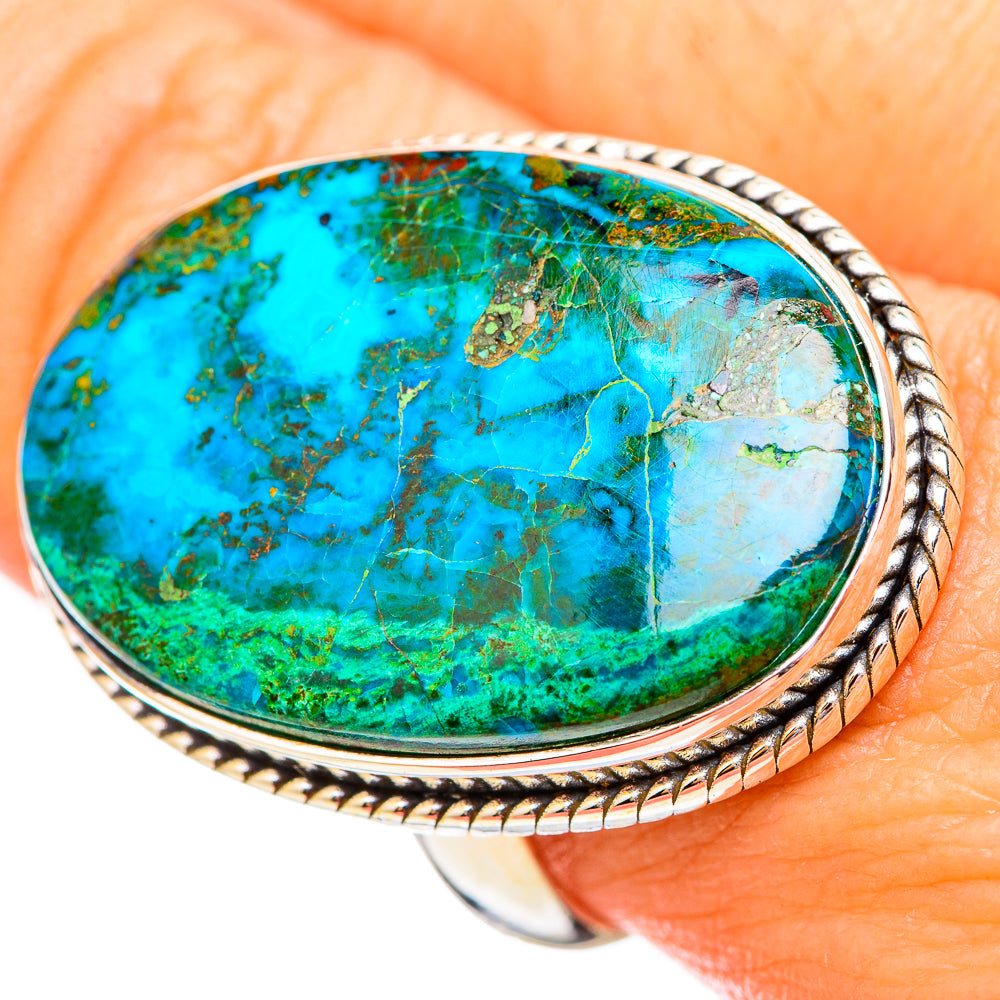 Peruvian Chrysocolla Rings handcrafted by Ana Silver Co - RING115826