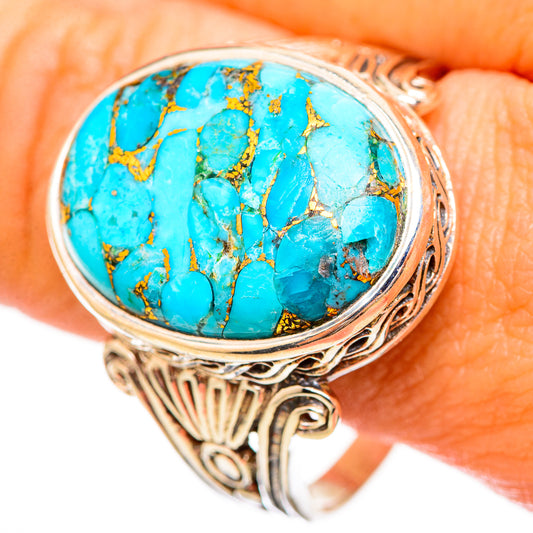 Blue Copper Composite Turquoise Rings handcrafted by Ana Silver Co - RING115858