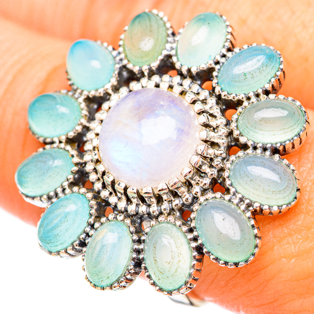 Rainbow Moonstone Rings handcrafted by Ana Silver Co - RING115869
