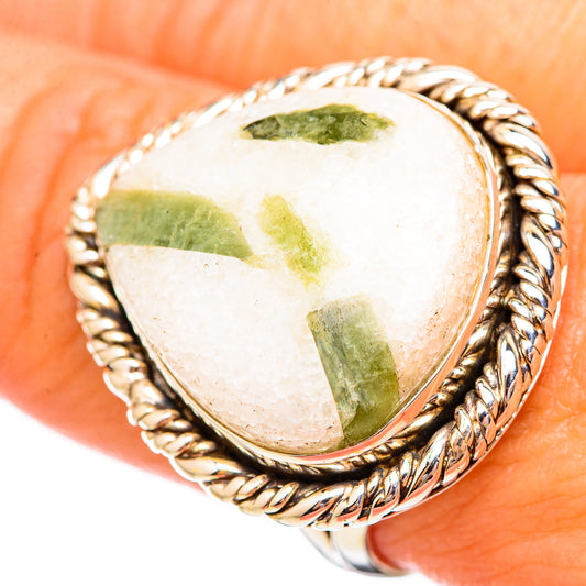 Green Tourmaline In Quartz Rings handcrafted by Ana Silver Co - RING115893