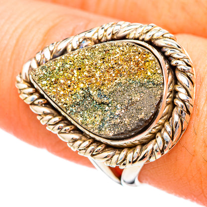 Spectro Pyrite Druzy Rings handcrafted by Ana Silver Co - RING115912