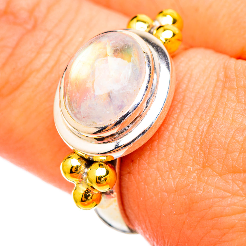 Rainbow Moonstone Rings handcrafted by Ana Silver Co - RING115917