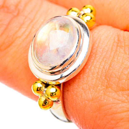 Rainbow Moonstone Rings handcrafted by Ana Silver Co - RING115917