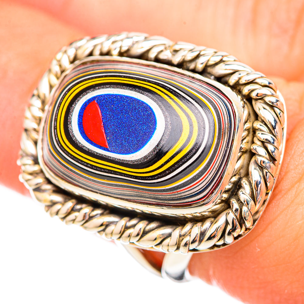 Rainbow Calsilica Rings handcrafted by Ana Silver Co - RING115944