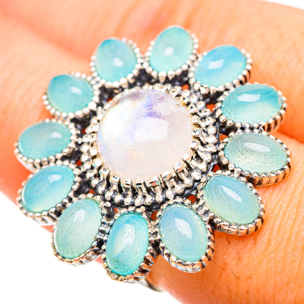 Rainbow Moonstone Rings handcrafted by Ana Silver Co - RING115997
