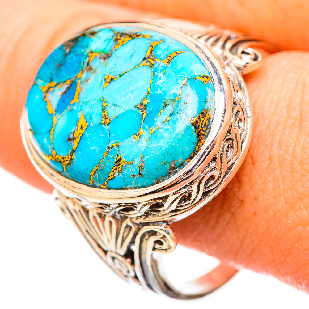 Blue Copper Composite Turquoise Rings handcrafted by Ana Silver Co - RING115999