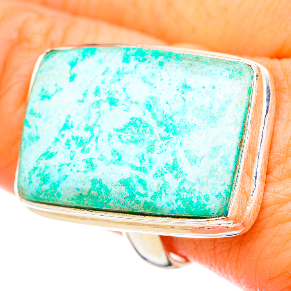Peruvian Chrysocolla Rings handcrafted by Ana Silver Co - RING116038