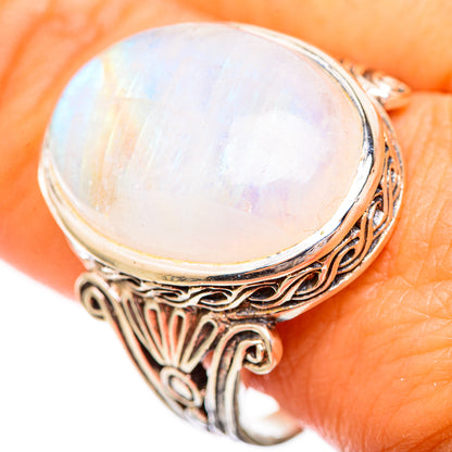 Rainbow Moonstone Rings handcrafted by Ana Silver Co - RING116068