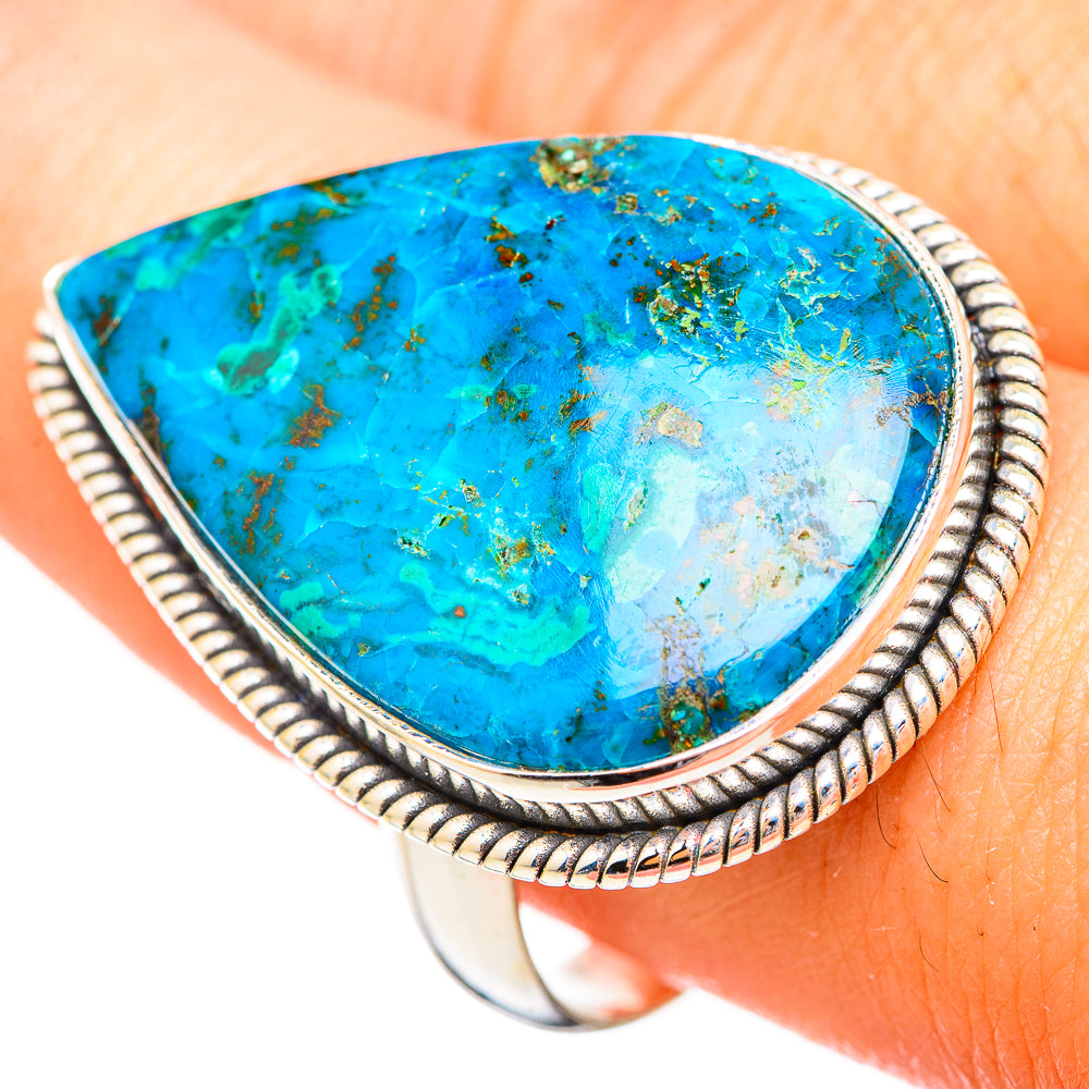 Peruvian Chrysocolla Rings handcrafted by Ana Silver Co - RING116075