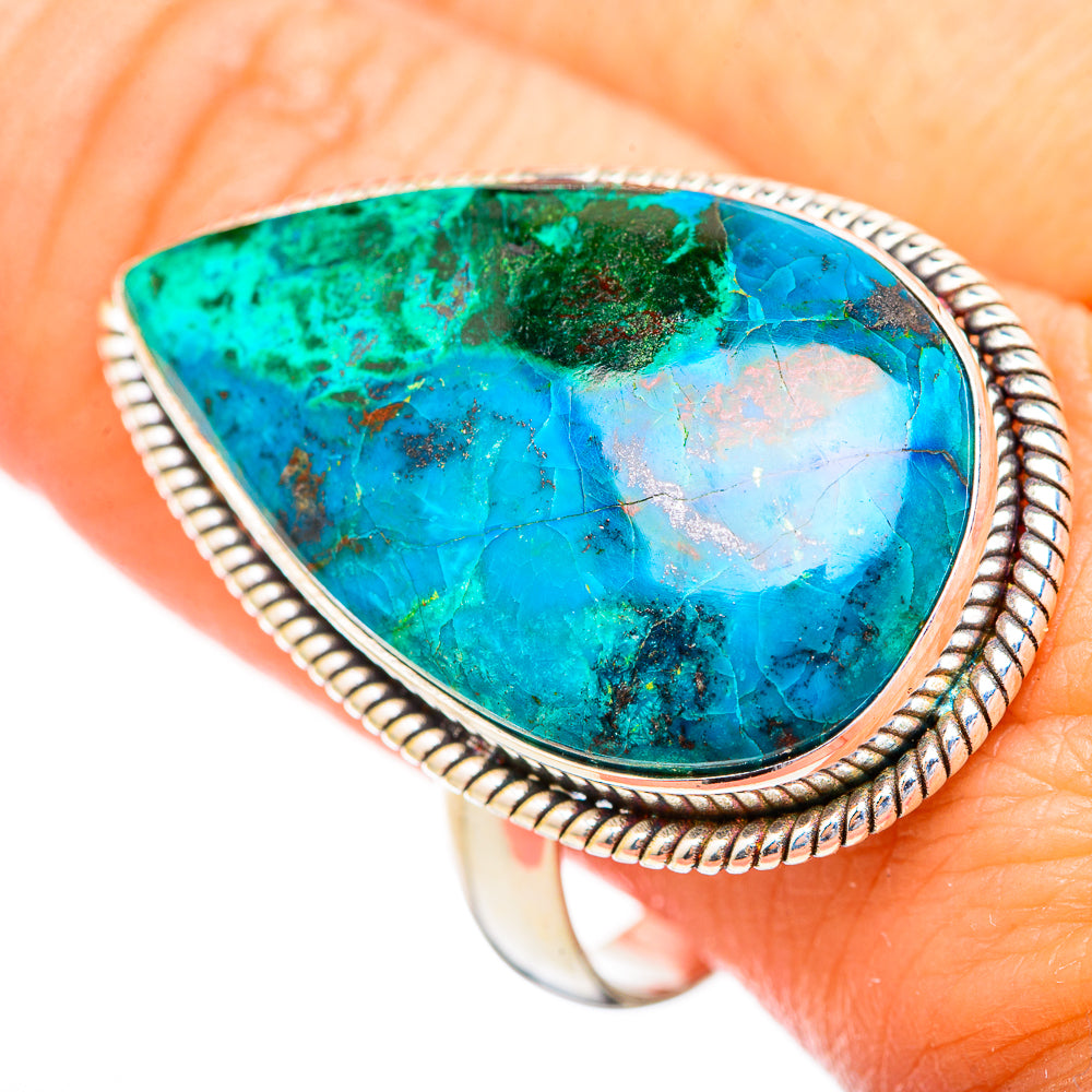 Peruvian Chrysocolla Rings handcrafted by Ana Silver Co - RING116142