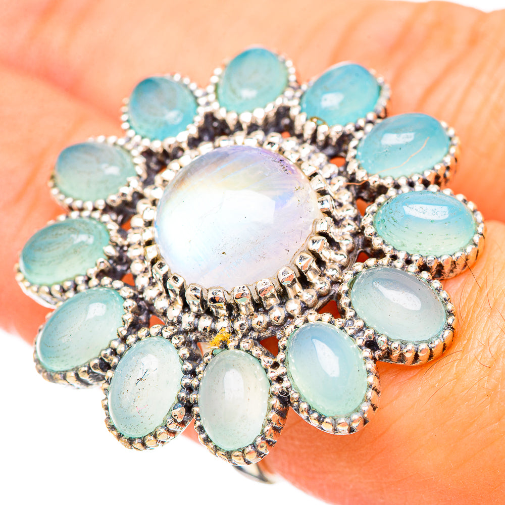 Rainbow Moonstone Rings handcrafted by Ana Silver Co - RING116143