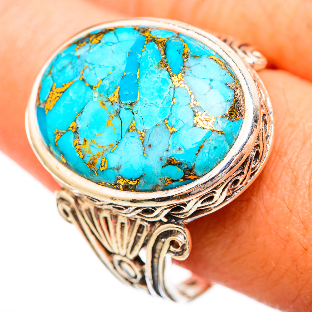 Blue Copper Composite Turquoise Rings handcrafted by Ana Silver Co - RING116169