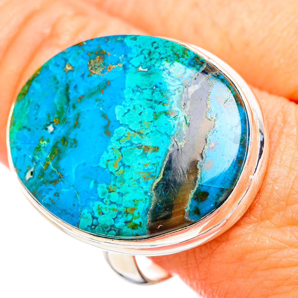 Peruvian Chrysocolla Rings handcrafted by Ana Silver Co - RING116184