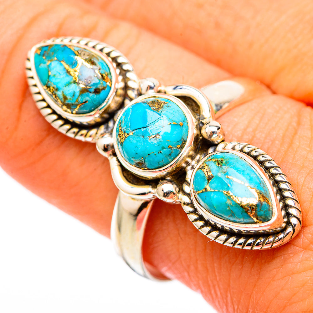 Blue Copper Composite Turquoise Rings handcrafted by Ana Silver Co - RING116208