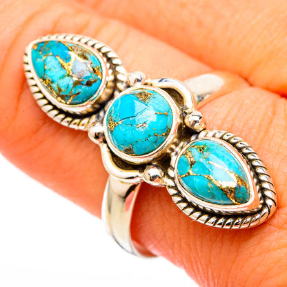 Blue Copper Composite Turquoise Rings handcrafted by Ana Silver Co - RING116208