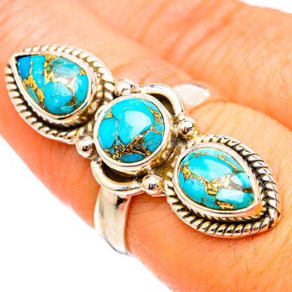 Blue Copper Composite Turquoise Rings handcrafted by Ana Silver Co - RING116231