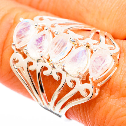 Rainbow Moonstone Rings handcrafted by Ana Silver Co - RING116248