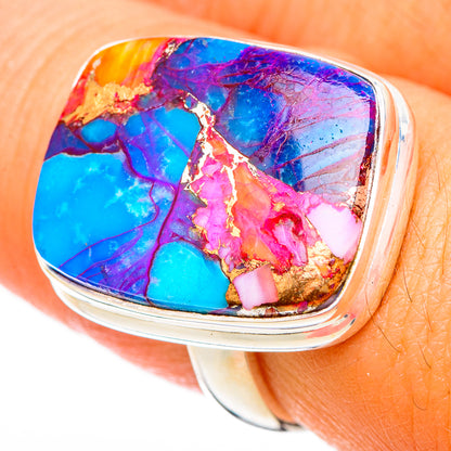 Kingman Pink Dahlia Turquoise Rings handcrafted by Ana Silver Co - RING116252
