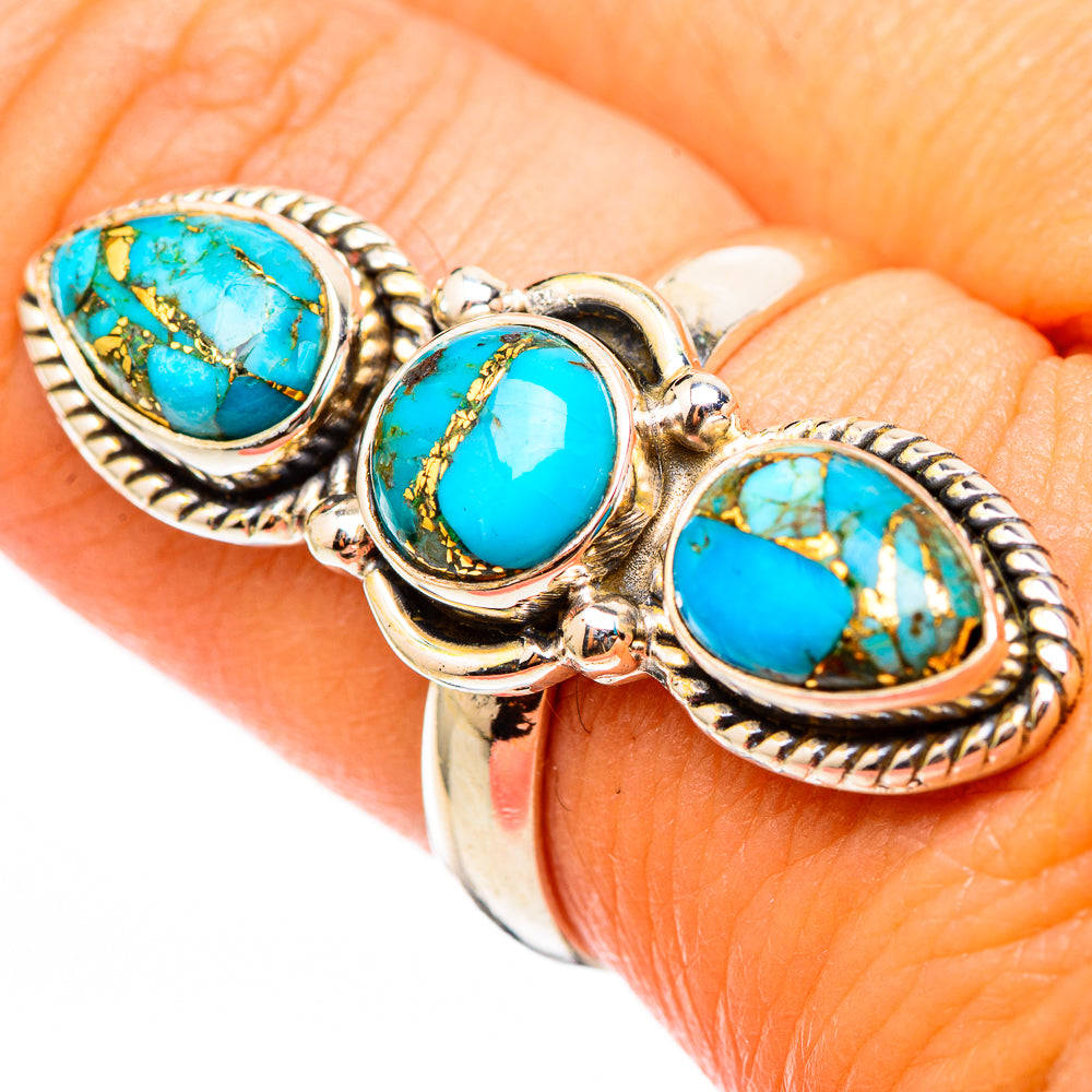 Blue Copper Composite Turquoise Rings handcrafted by Ana Silver Co - RING116257
