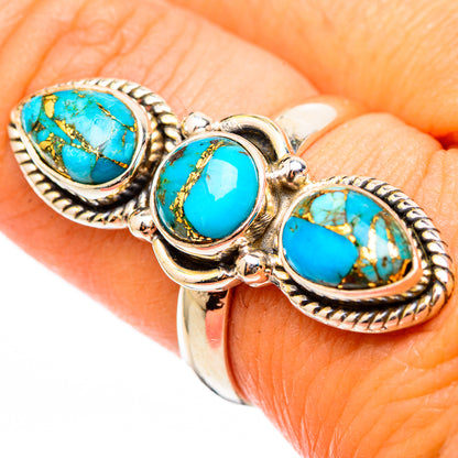 Blue Copper Composite Turquoise Rings handcrafted by Ana Silver Co - RING116257