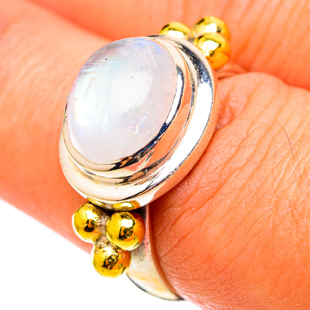 Rainbow Moonstone Rings handcrafted by Ana Silver Co - RING116276