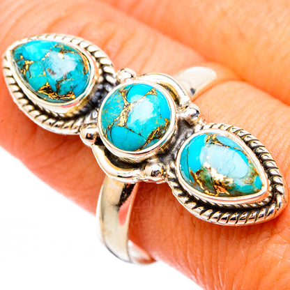 Blue Copper Composite Turquoise Rings handcrafted by Ana Silver Co - RING116280