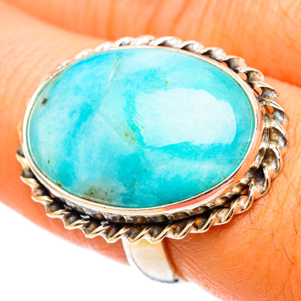 Peruvian Amazonite Rings handcrafted by Ana Silver Co - RING116302