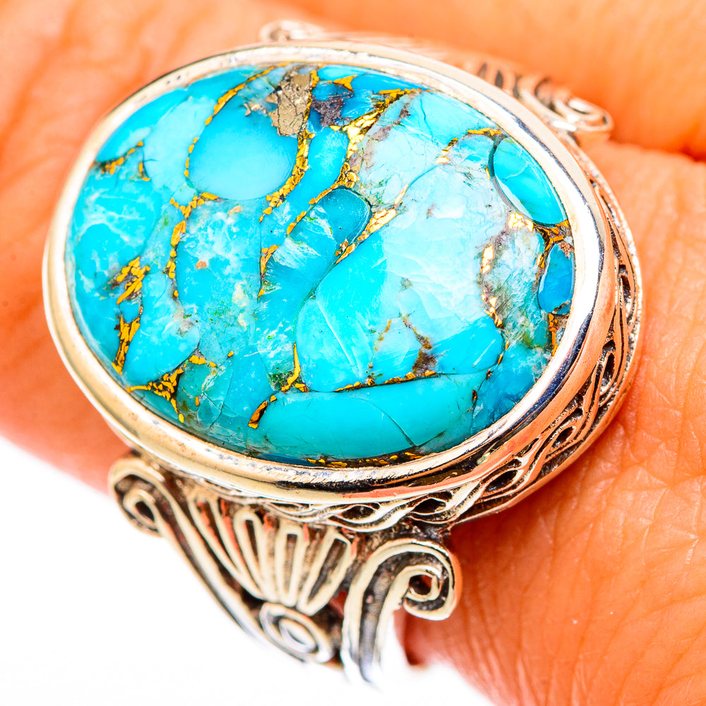 Blue Copper Composite Turquoise Rings handcrafted by Ana Silver Co - RING116318