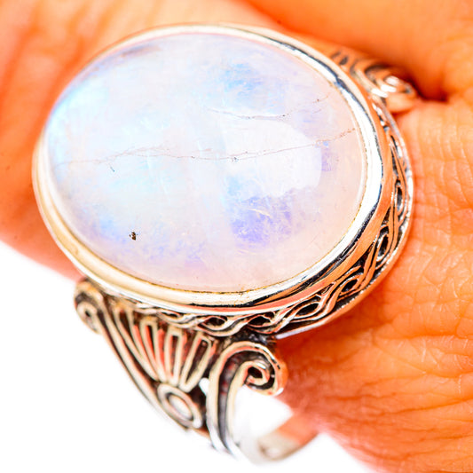Rainbow Moonstone Rings handcrafted by Ana Silver Co - RING116358