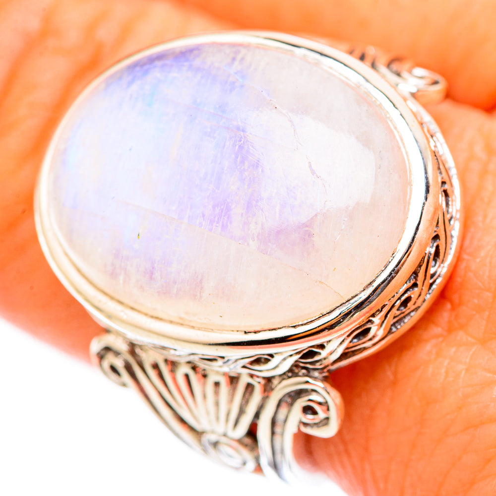 Rainbow Moonstone Rings handcrafted by Ana Silver Co - RING116384