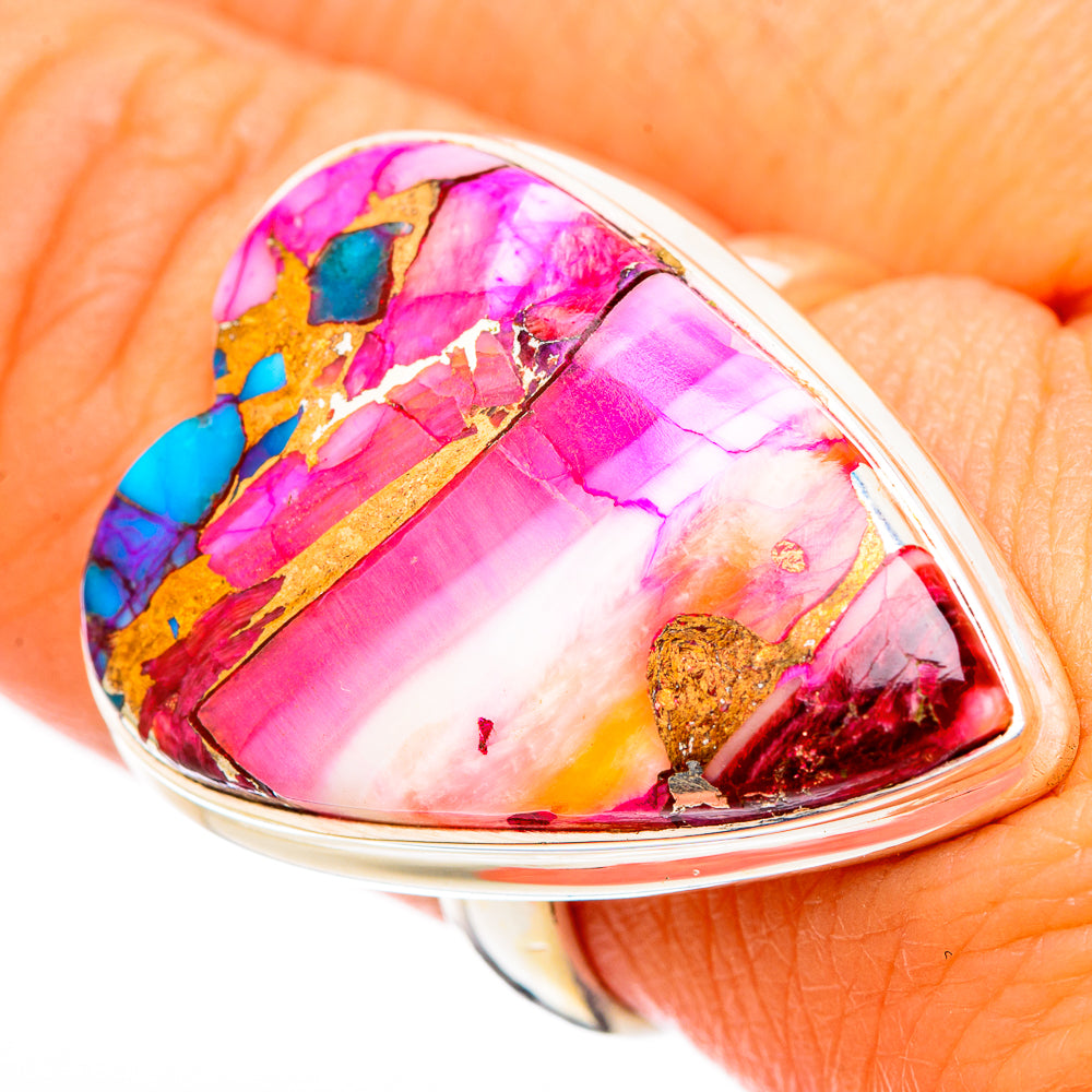 Kingman Pink Dahlia Turquoise Rings handcrafted by Ana Silver Co - RING116387