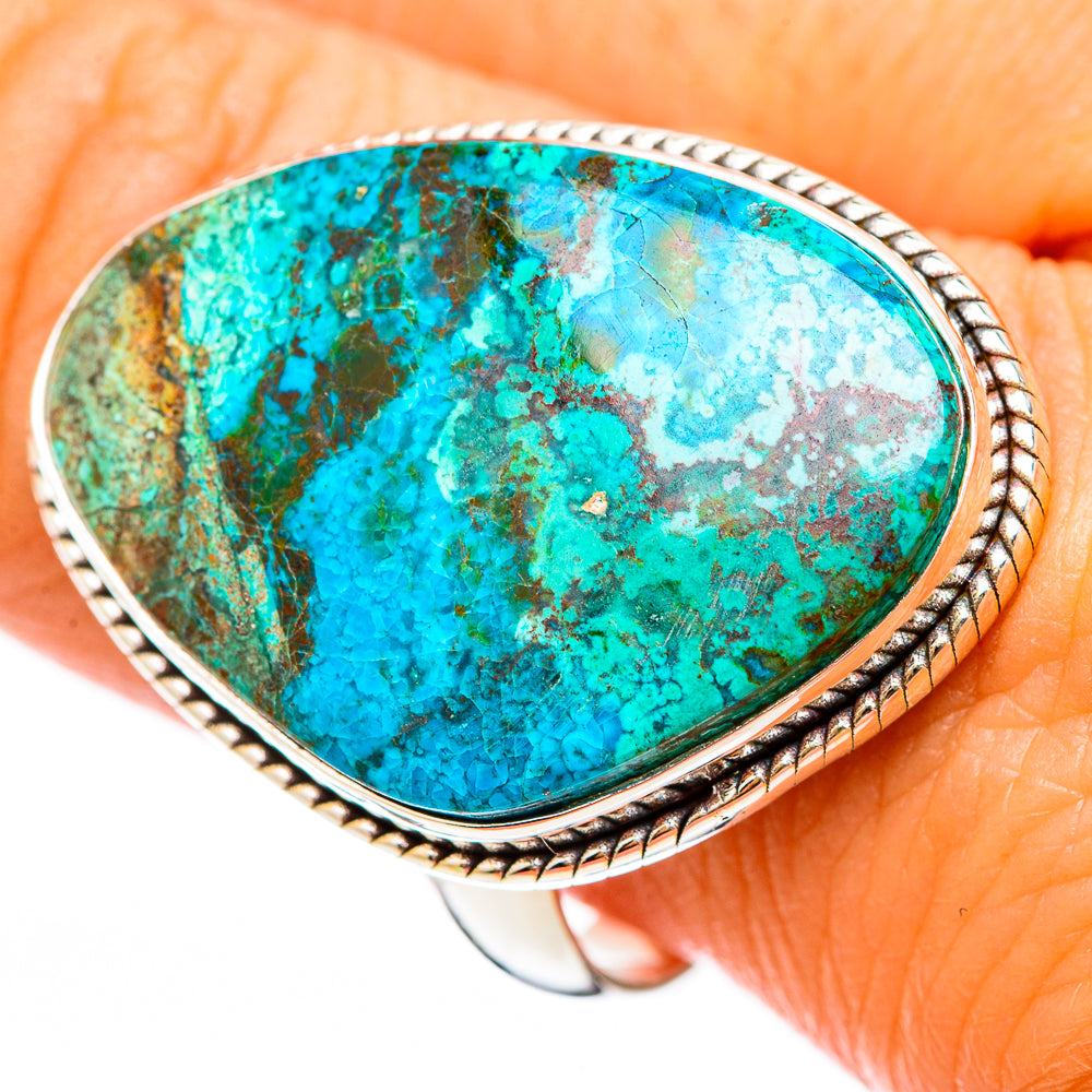 Peruvian Chrysocolla Rings handcrafted by Ana Silver Co - RING116389