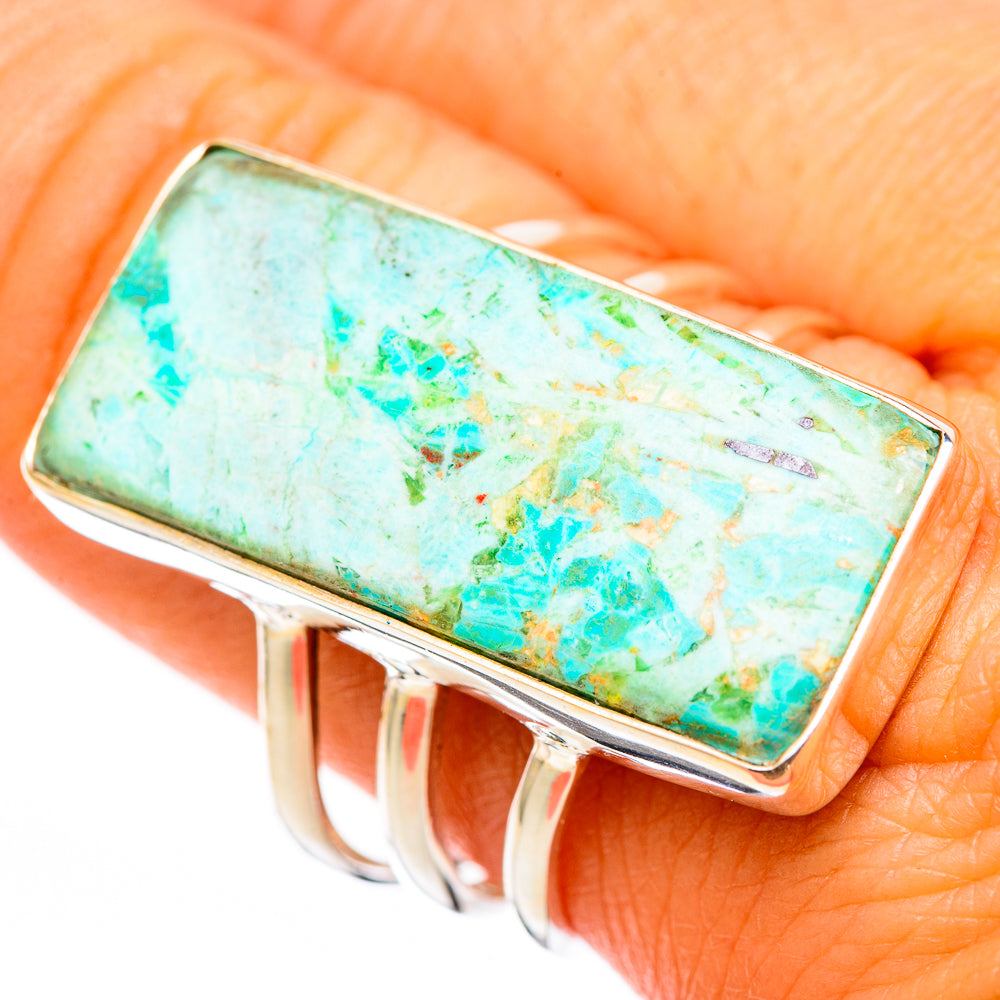 Peruvian Chrysocolla Rings handcrafted by Ana Silver Co - RING116396