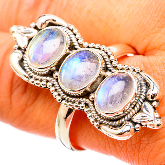 Rainbow Moonstone Rings handcrafted by Ana Silver Co - RING116414
