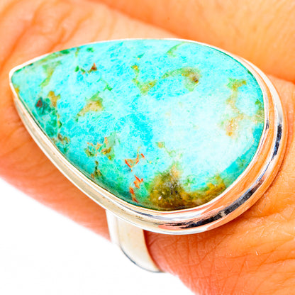Peruvian Chrysocolla Rings handcrafted by Ana Silver Co - RING116432