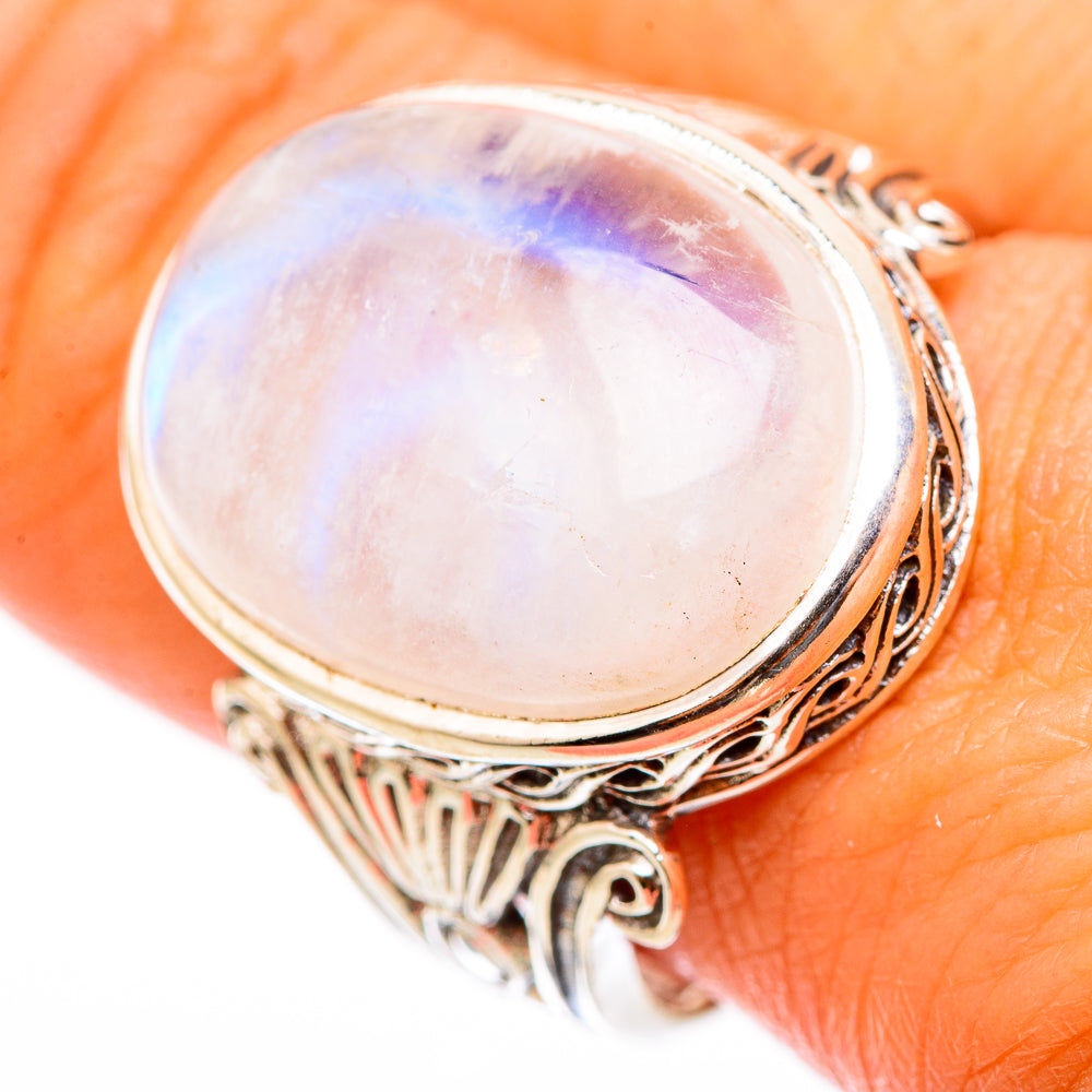 Rainbow Moonstone Rings handcrafted by Ana Silver Co - RING116443