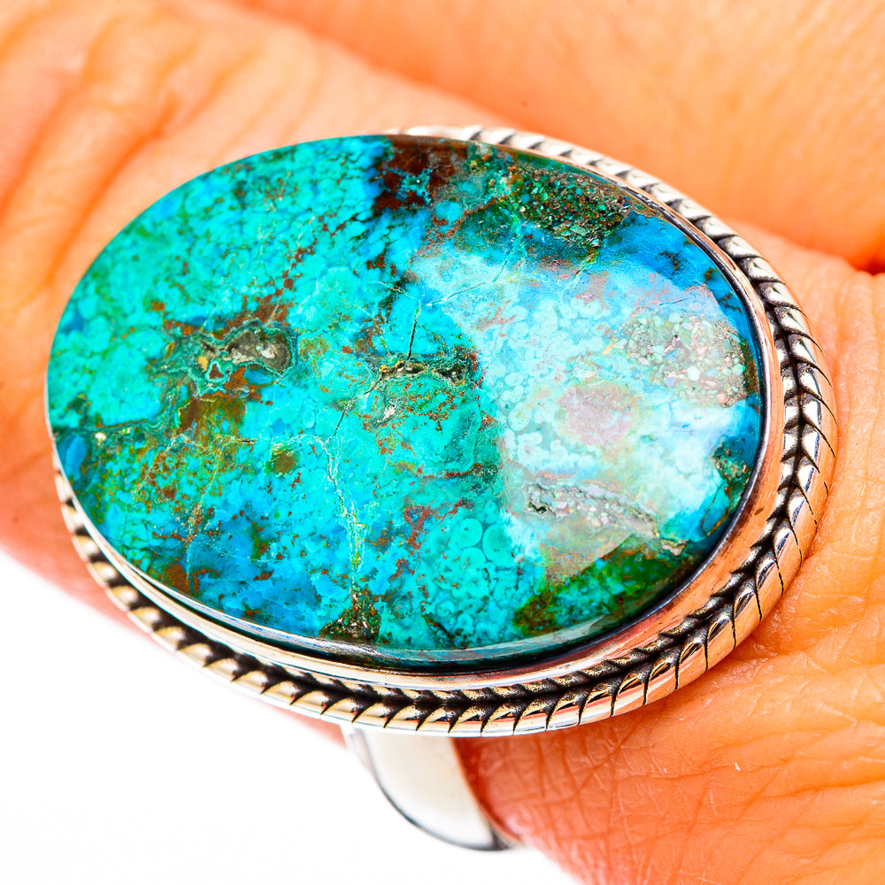 Peruvian Chrysocolla Rings handcrafted by Ana Silver Co - RING116446