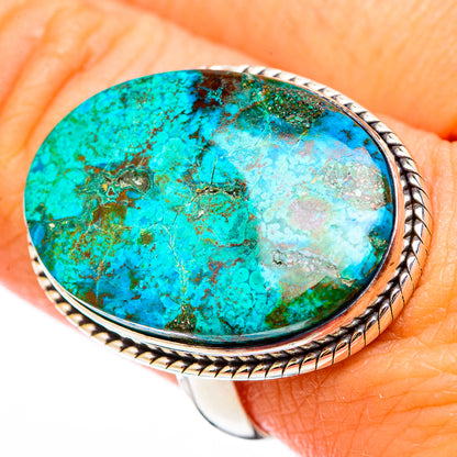 Peruvian Chrysocolla Rings handcrafted by Ana Silver Co - RING116446