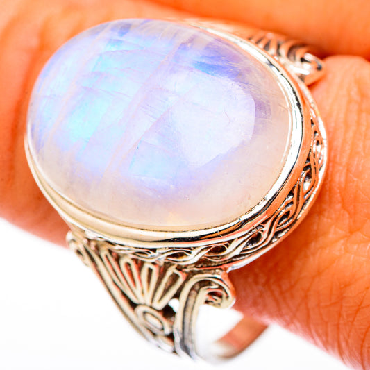 Rainbow Moonstone Rings handcrafted by Ana Silver Co - RING116467