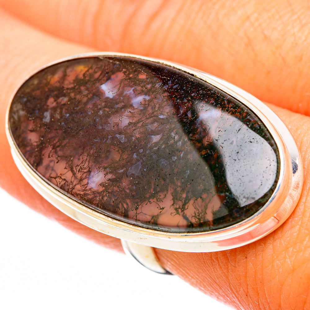 Green Moss Agate Rings handcrafted by Ana Silver Co - RING116484