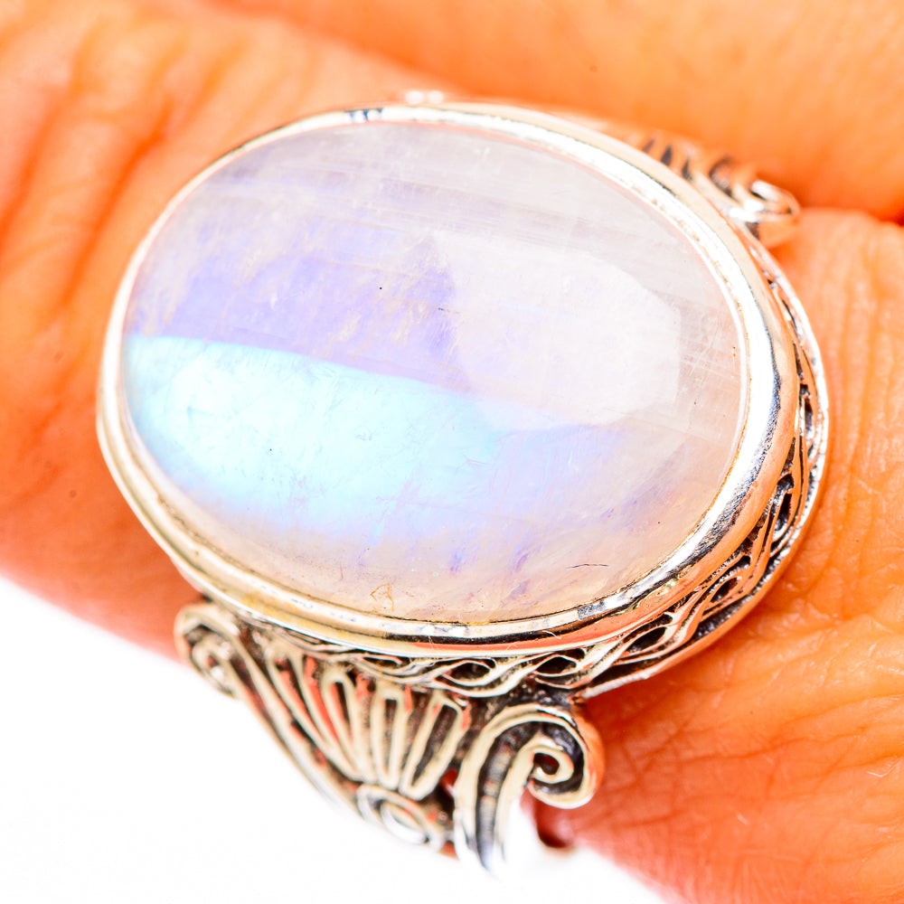 Rainbow Moonstone Rings handcrafted by Ana Silver Co - RING116492