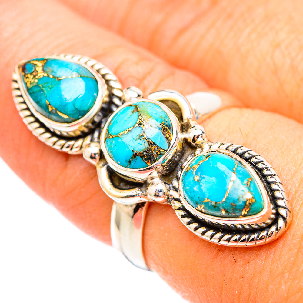 Blue Copper Composite Turquoise Rings handcrafted by Ana Silver Co - RING116508